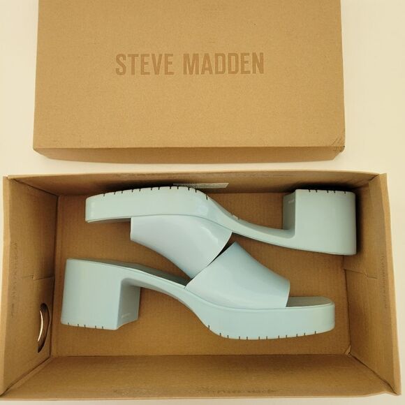 Steve Madden Harlin Blue Jelly Open Toe Slide Sandal - Picture 7 of 14